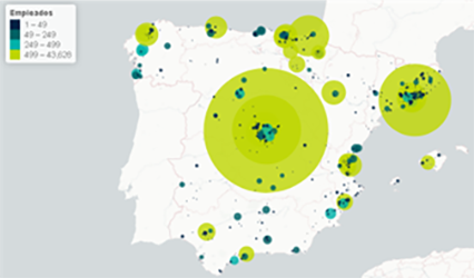 Mapa empleo en comunidades autónomas 2022