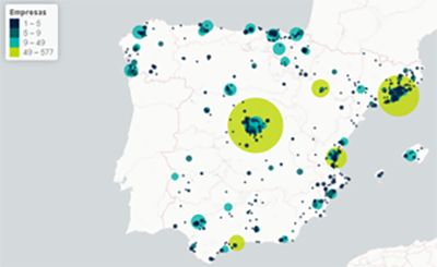 Mapa empresas en comunidades autónomas 2022